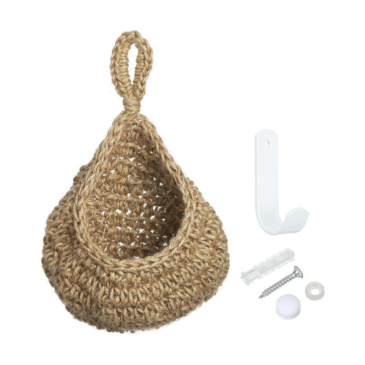 Size Teardrop Home Decor Storage Hand-Woven Wall Hanging Basket / Medium / Brown