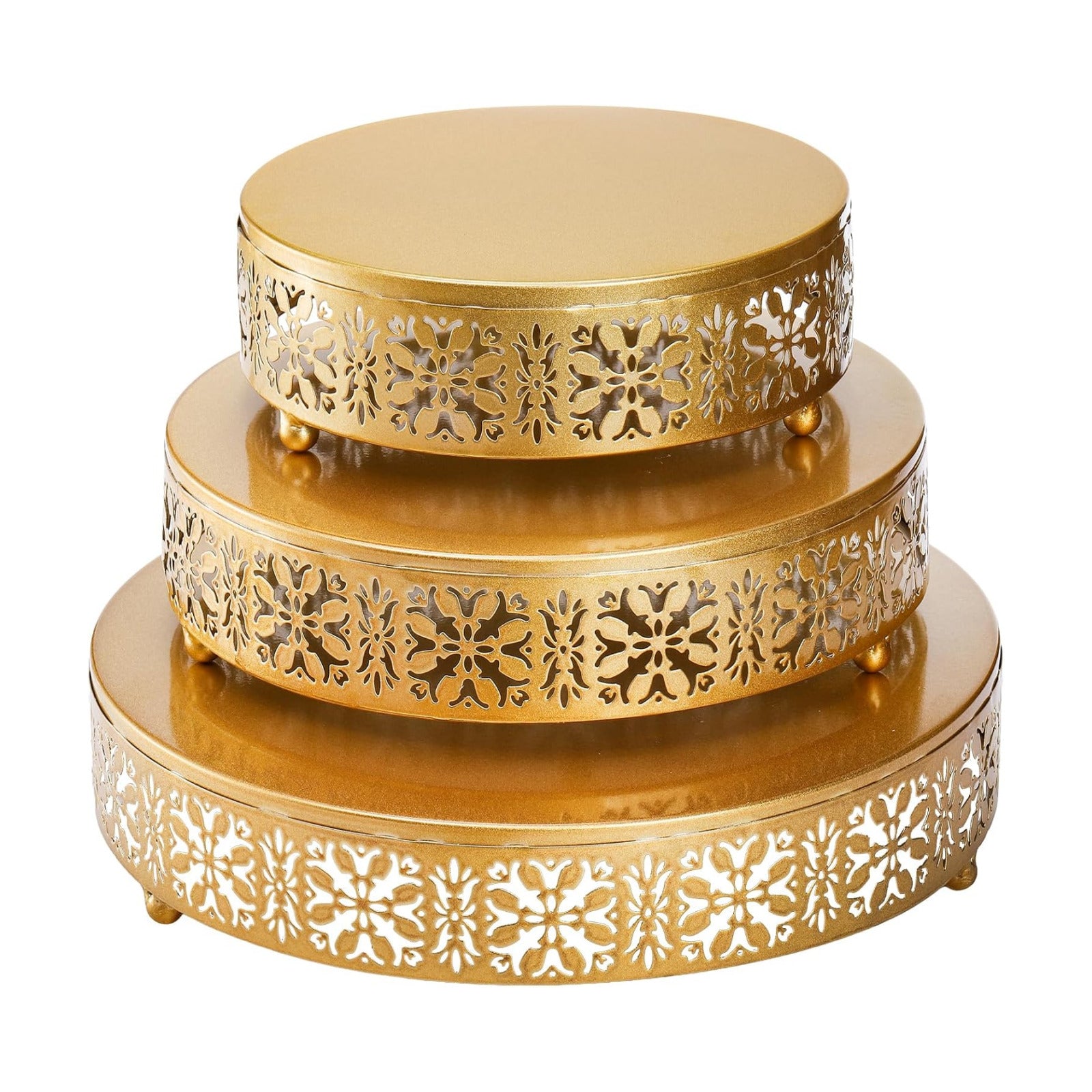 Coloch 3 Pieces Golden Cake Stand Set, 8/10/12 Inch Round Metal Dessert Display Stand Decorative Cake Holder Cupcake