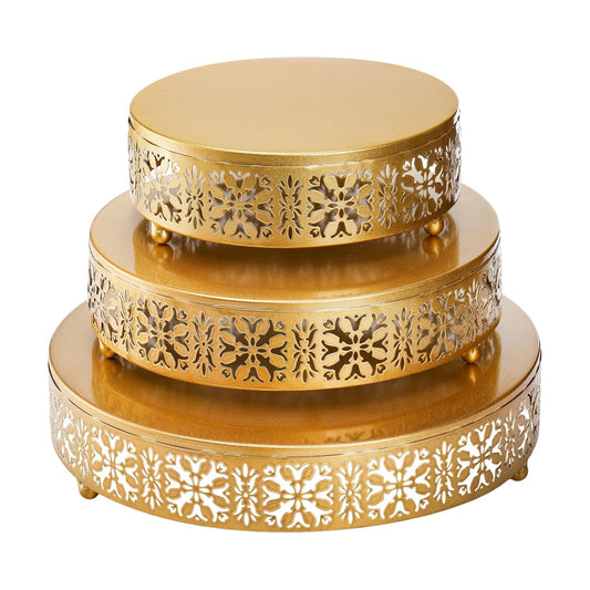 Coloch 3 Pieces Golden Cake Stand Set, 8/10/12 Inch Round Metal Dessert Display Stand Decorative Cake Holder Cupcake