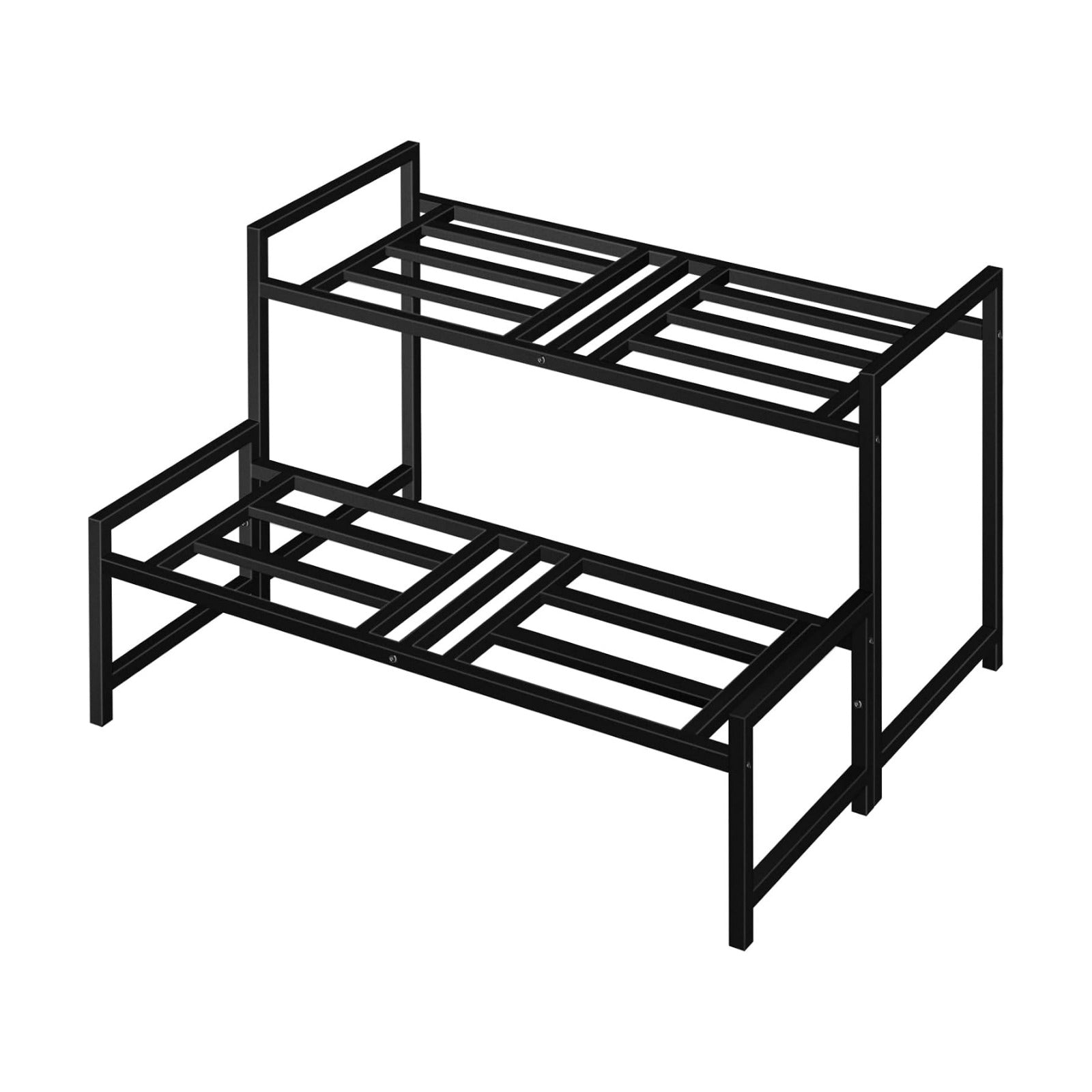 Plant Stand Indoor Outdoor, 2-Tier Stackable Wrought Iron Plant Stands | Metal Plant Shelf Decorative Outdoor Flower