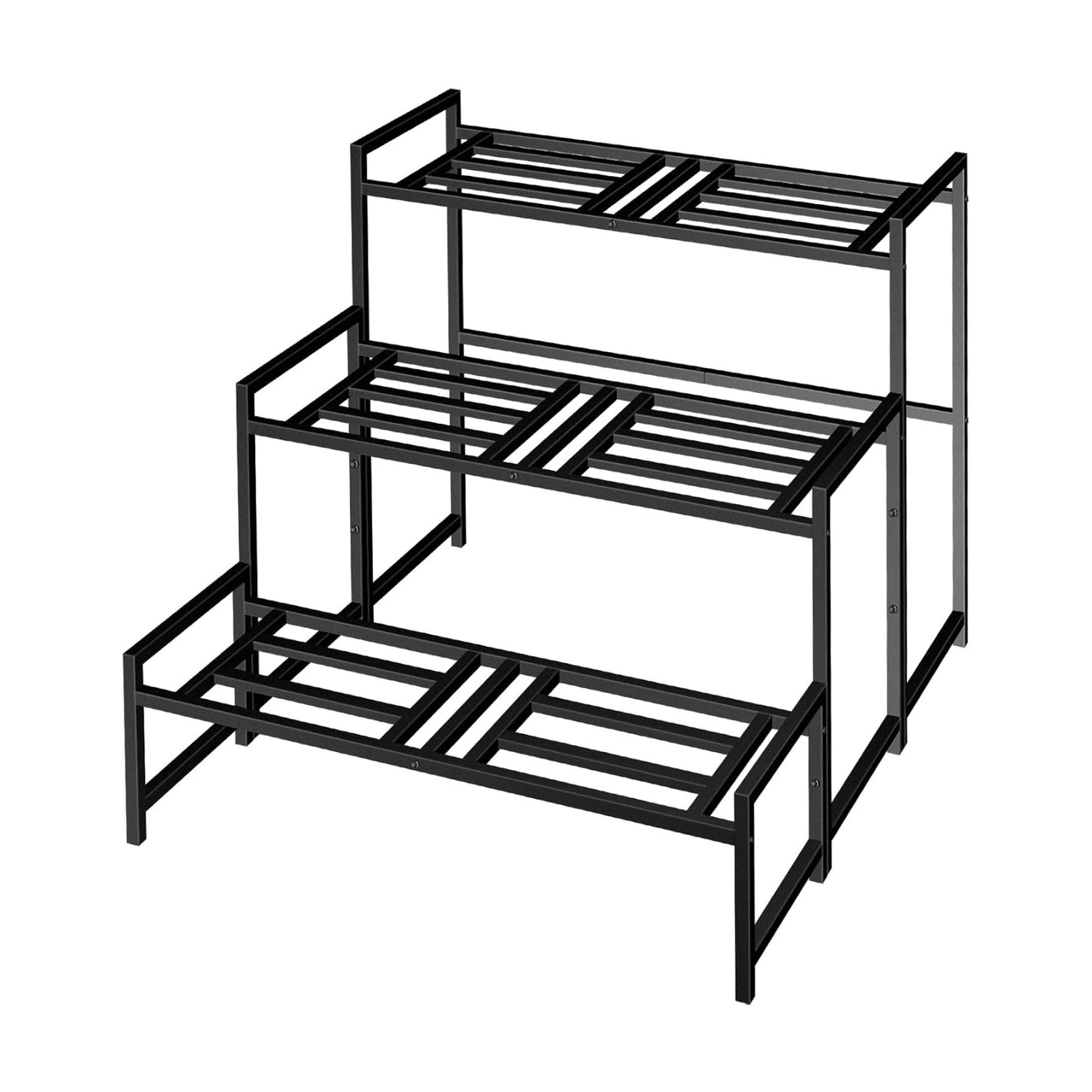 Plant Stand Indoor Outdoor, 3-Tier Stackable Wrought Iron Plant Stands | Metal Plant Shelf Decorative Outdoor Flower