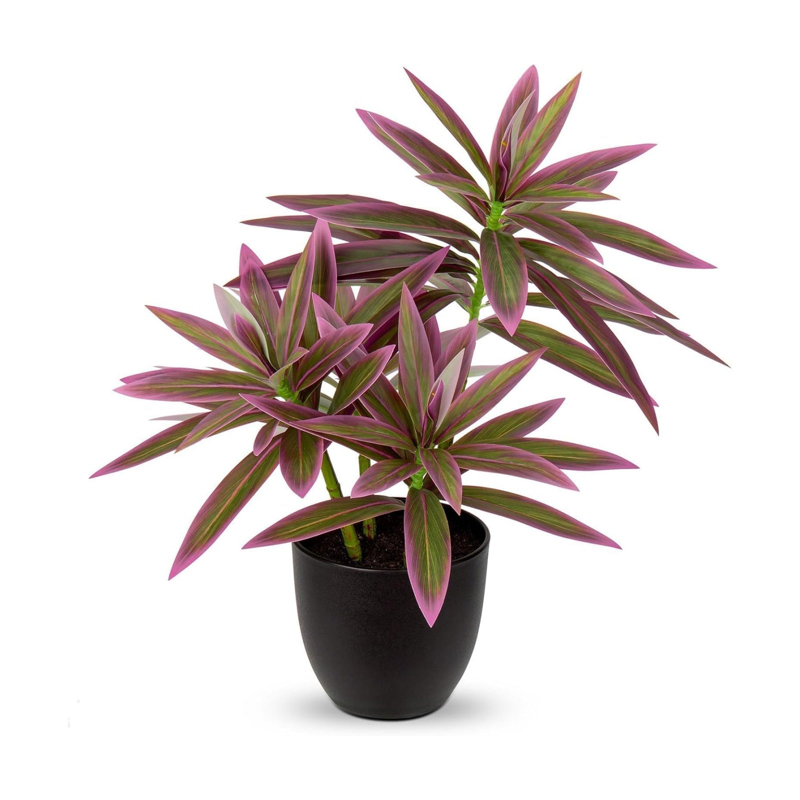 Faux Plants 16.1" Dracaena Artificial Plant Realistic Fake Plants in Pot Small Indoor Plants / Pink