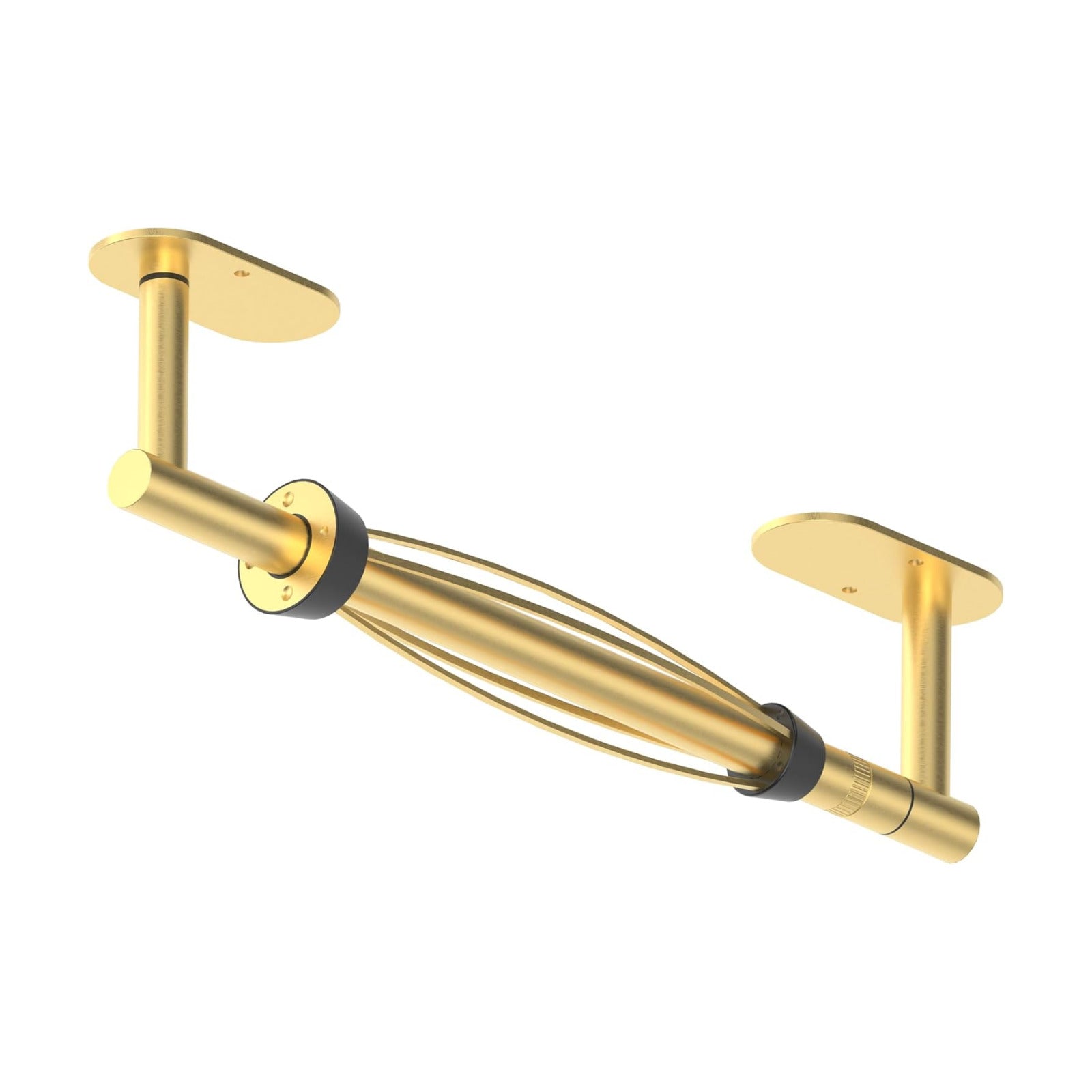 Paper Towel Holder Under Cabinet One Hand Operable, Brushed Gold | Round Base,Damping Effect, Drill Wall Mount or