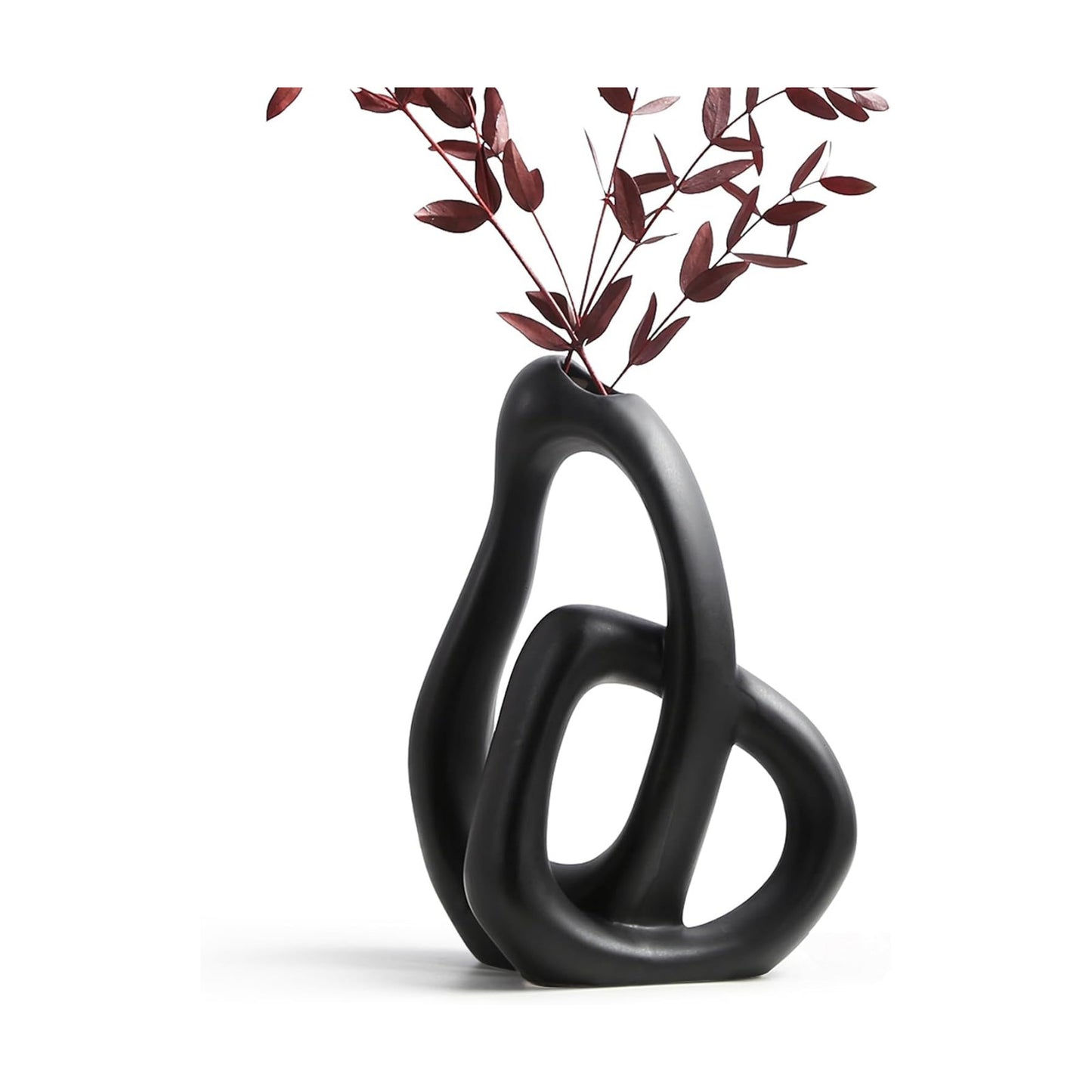 Modern White Ceramic Flower Vases / Black