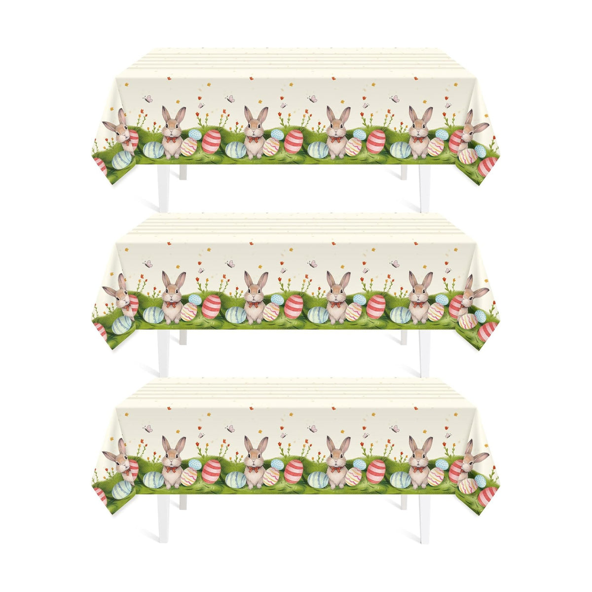 Childom 3 Pack Easter Decorations Easter Tablecloths Disposable Plastic Tablecloths 54"x108" Bunny Table Cloths Rectangle Tables for Party Supplies,Holiday Table Covers for Home Dinner Outdoor Picnic