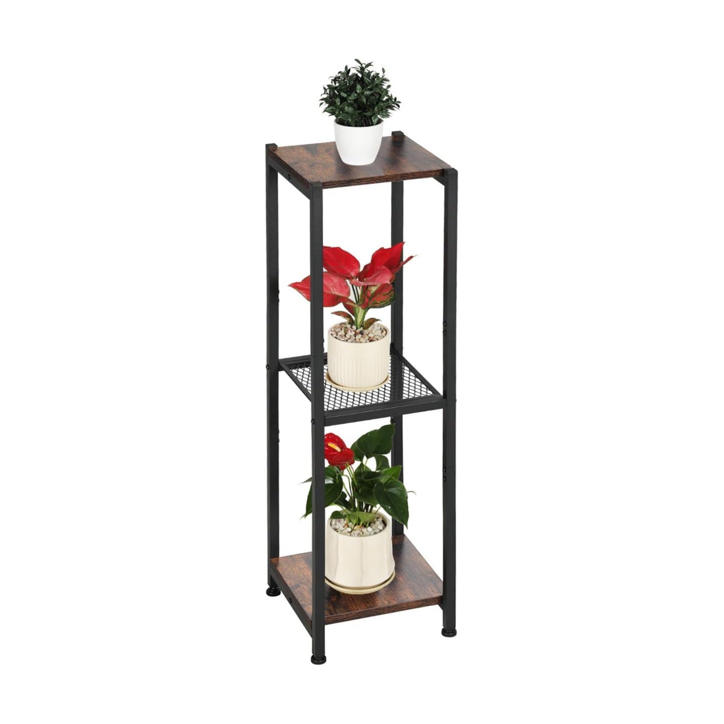 Dipion 3 Tier Pedestal Stand,40 Inch Tall Plant Stand Indoor,Rustic Brown | Eye-Catching,Rock-Solid