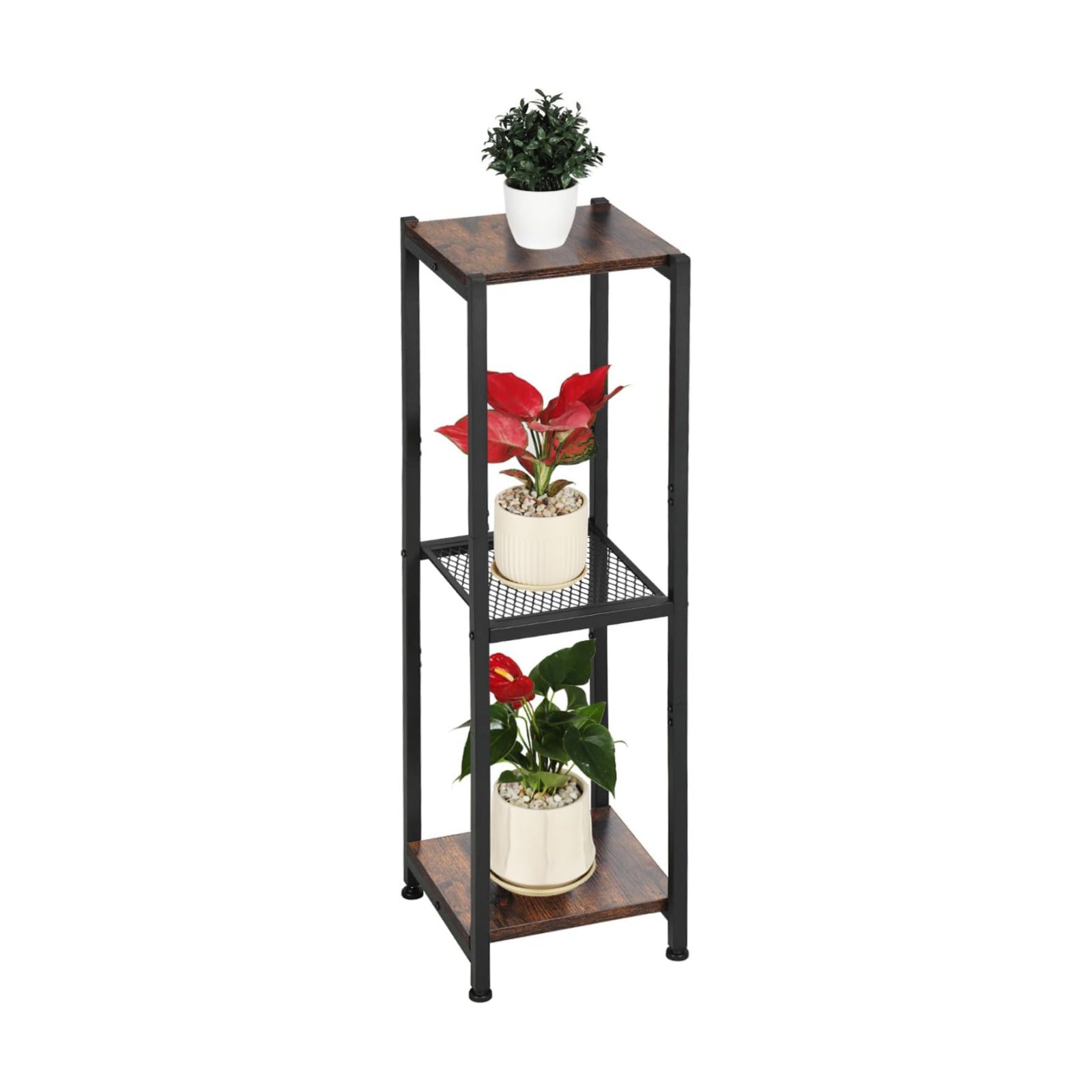 Dipion 3 Tier Pedestal Stand,40 Inch Tall Plant Stand Indoor,Rustic Brown | Eye-Catching,Rock-Solid