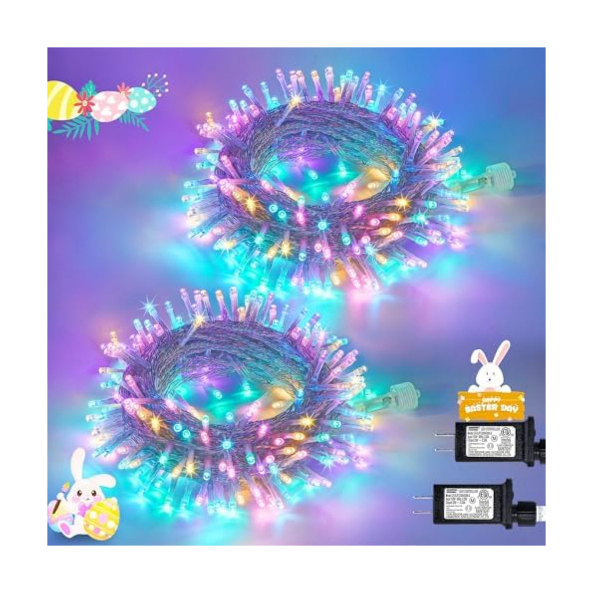 JMEXSUSS 2 Pack 100 LED Easter String Lights Indoor Outdoor