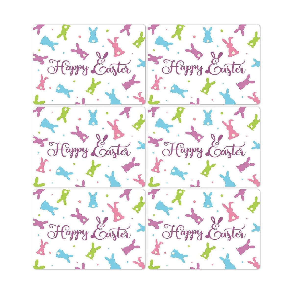 Easter Placemats Set of 6 Rabbit Eggs Plastic Table Mat 17×13×0.04in
