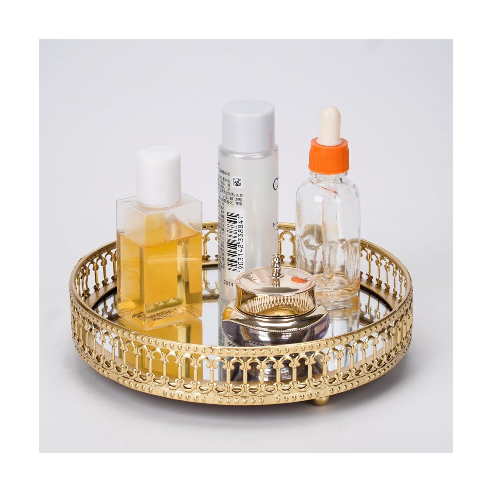 Metal Decorative Jewelry Storage Tray Cosmetic Perfume Organizer / 6.8 / Gold