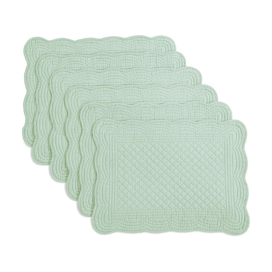 HOMBYS Quilted Placemats Set of 6 Washable-13x18 inches Rectangular Placemats for Kitchen Table-100% Cotton Fabric