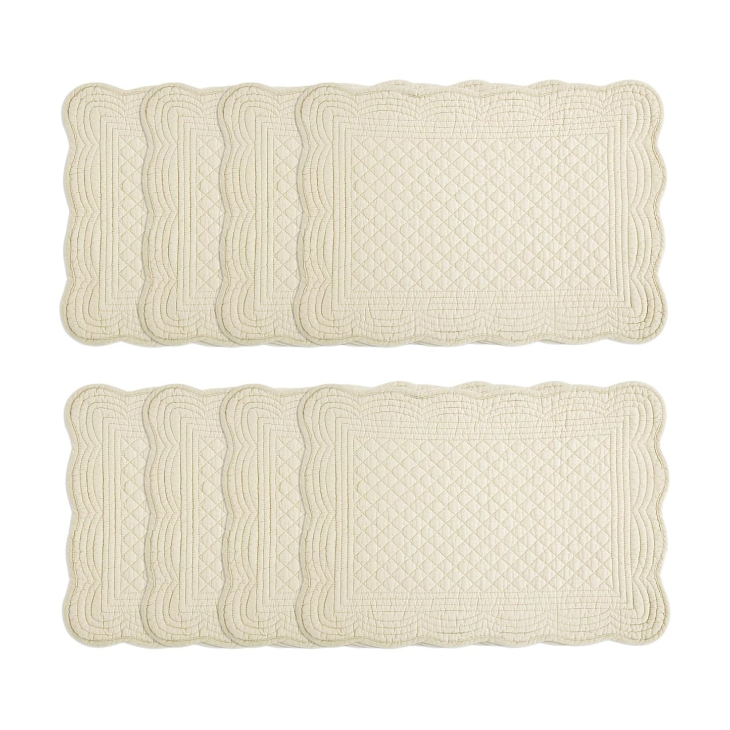 HOMBYS Quilted Placemats Set of 8 Washable-Rectangular Placemats for Kitchen Table-100% Cotton Fabric Rectangular Table