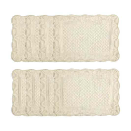 HOMBYS Quilted Placemats Set of 8 Washable-Rectangular Placemats for Kitchen Table-100% Cotton Fabric Rectangular Table