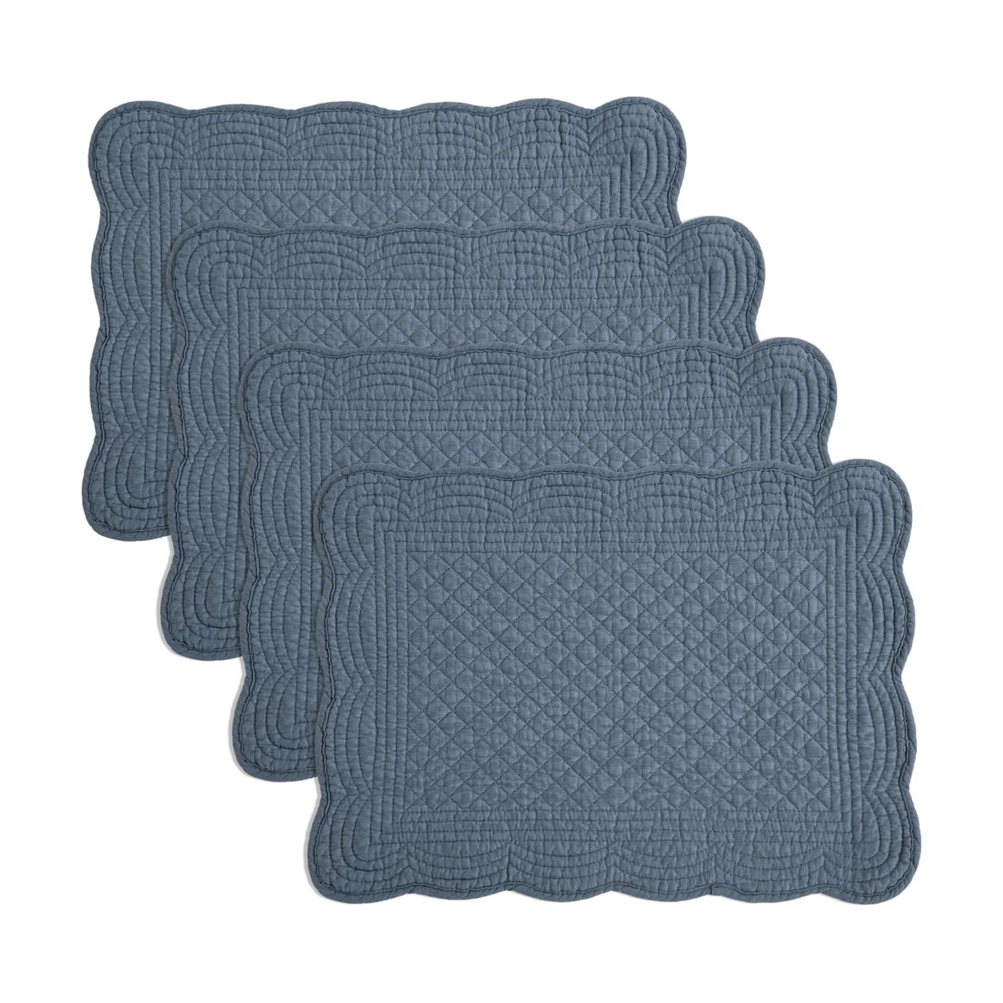HOMBYS Quilted Placemats Set of 4 Washable-Rectangular Placemats for Kitchen Table-100% Cotton Fabric Rectangular Table