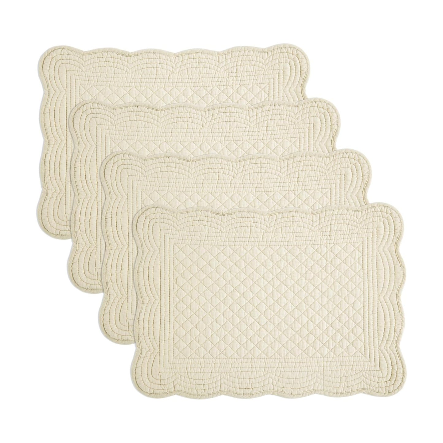 HOMBYS Quilted Placemats Set of 4 Washable-Rectangular Placemats for Kitchen Table-100% Cotton Fabric Rectangular Table