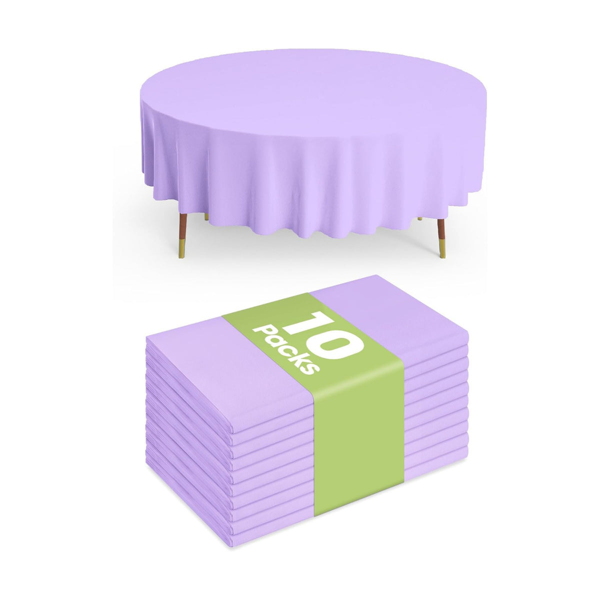 Pureegg Plastic Table Cloth Disposable 10 Pack, 84'' Round Table Cloths, Easter Party, Decorative Tablecloths, Round, Light Purple, Pastel, Plastic Cover, Leakproof & Sturdy, Lilac, Lavender