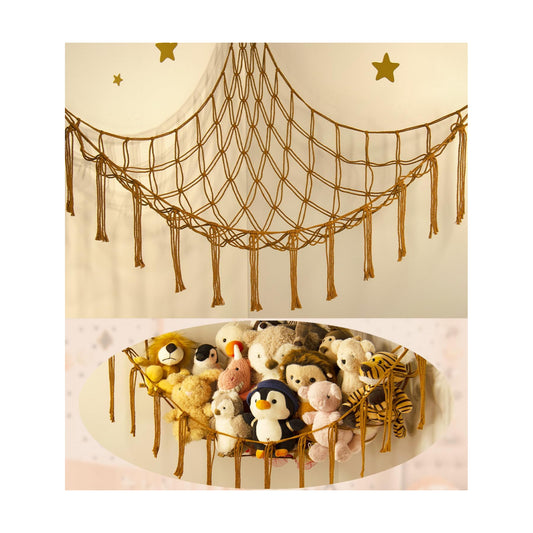 Stuffed Animal Hammock-Large Stuffed Animal Net For Toys Corner-Hanging Stuff / Standard / Caramel