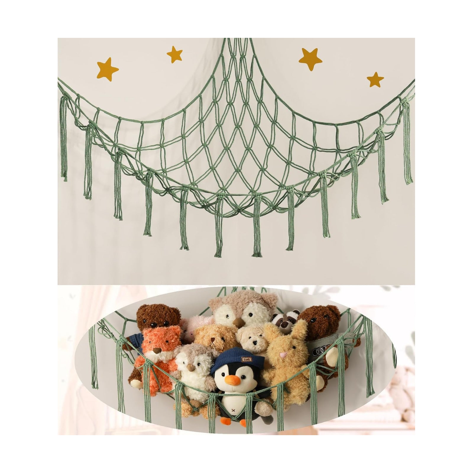 Hanging Stuff Animal Storage Organizer For Plush / Standard / Olive Green