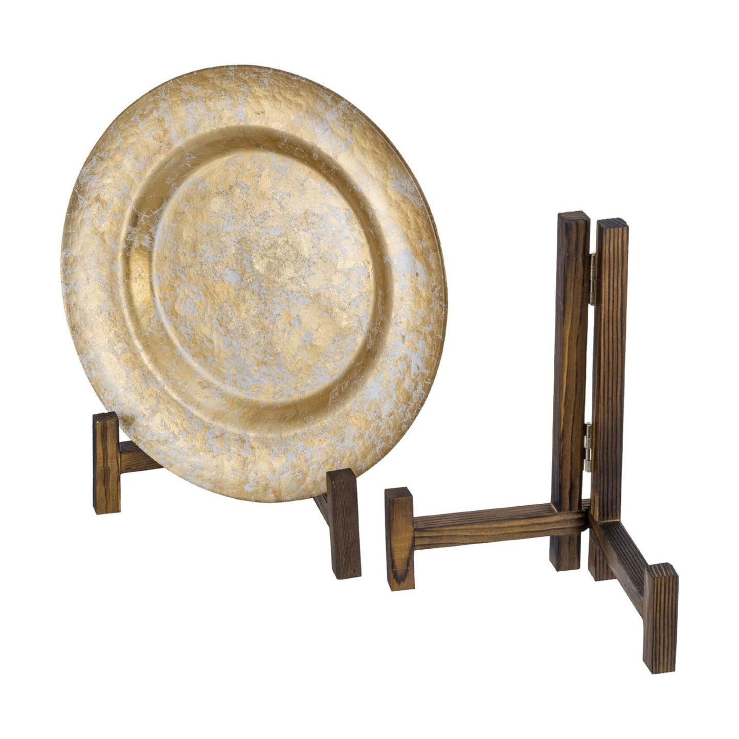MyGift Set of 2 Plate Stands for Display, 11 Inch Plate Rack, Wooden Picture Frame Holder for Picture Card Cookbook