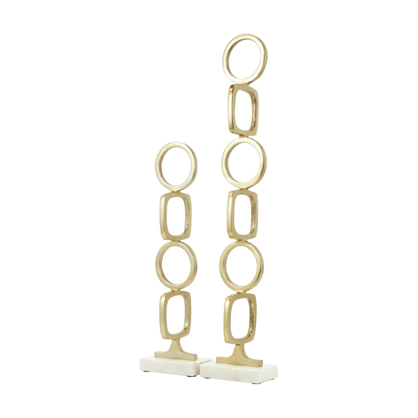 Aluminum Metal Abstract Decorative Sculpture Stacked Geometric Rings Home Decor Statues / Gold
