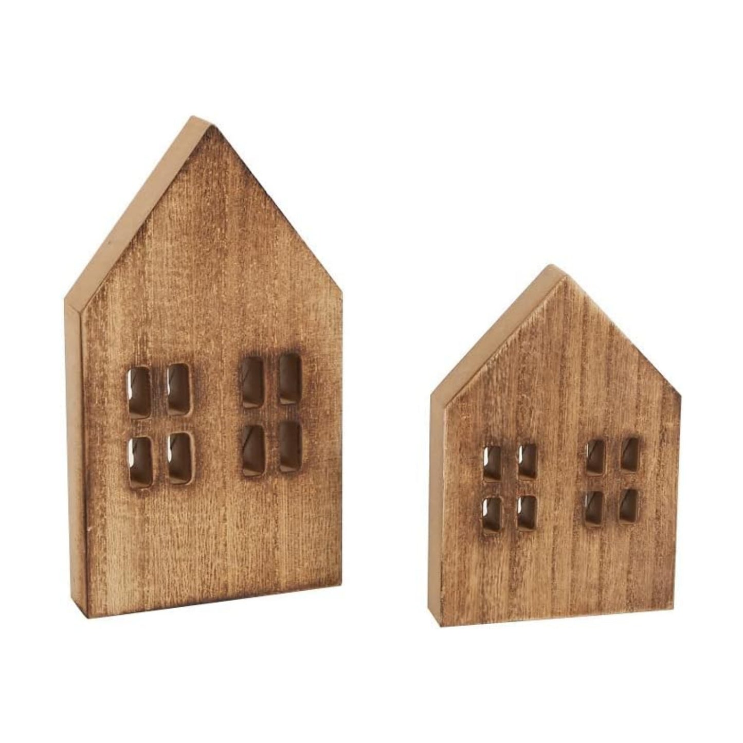 Block Farmhouse Home Wooden Sign House Shaped Wooden Sign Tiered Tray Decor / Brown / Set of 2