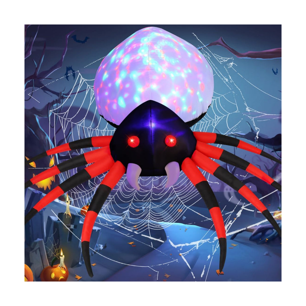 GOOSH 5 FT Halloween Inflatable Spider Outdoor Decoration with Magic Light Blow Up Yard Spider Inflatables Holiday Inflatables for Outdoor Yard Garden Lawn Decor