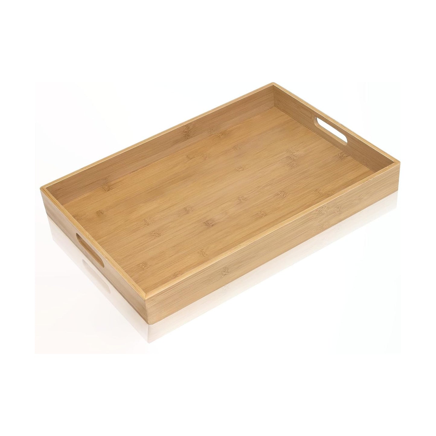 Bamboo Breakfast Tray Wooden Trays Decorative Serving Platter for Eating / Yellow / 16 x 11 x 1.4