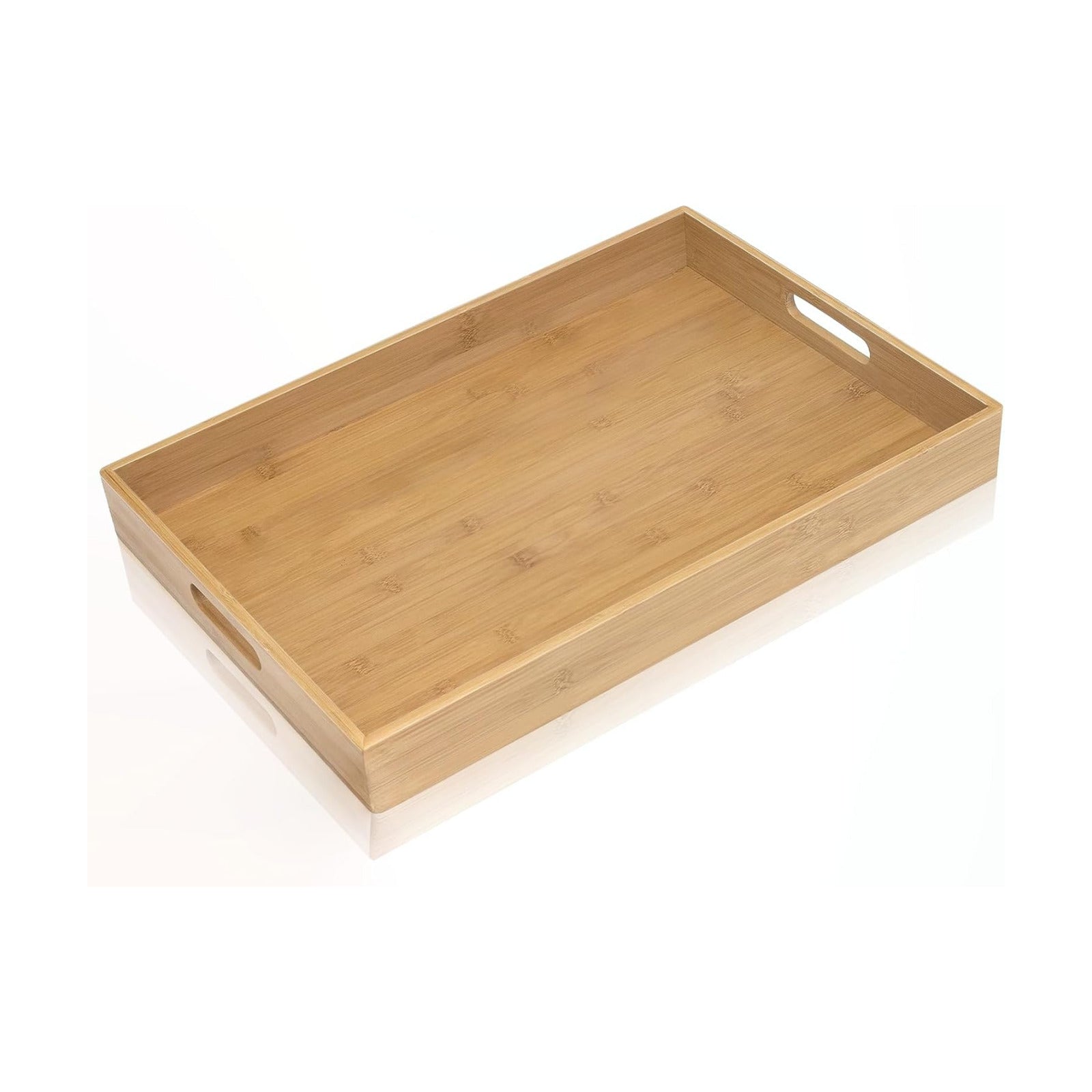 Bamboo Breakfast Tray Wooden Trays Decorative Serving Platter for Eating / Yellow / 16 x 11 x 1.4