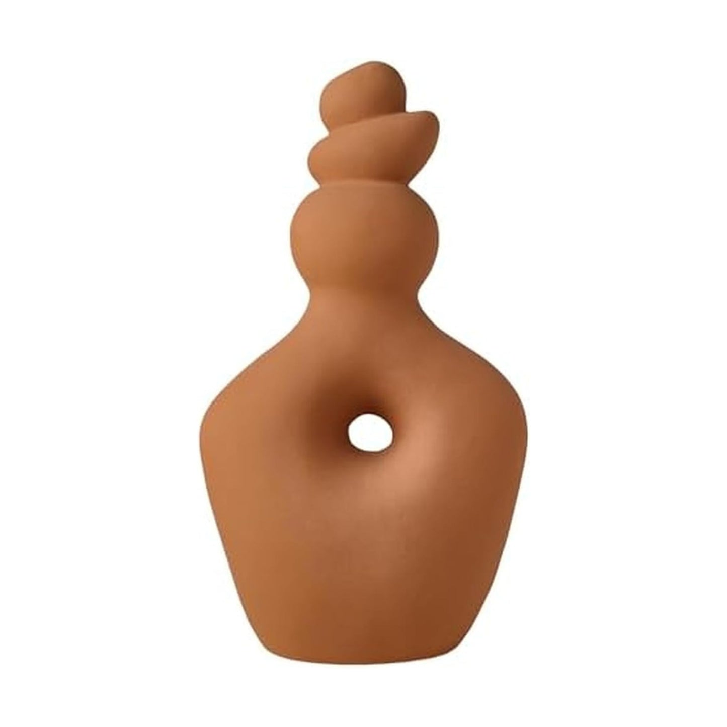 Terracotta Twist Ceramic Stoneware Vase / Teracotta / 13.4 Inch / 13.5 Inch