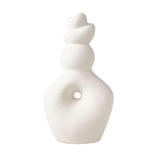 Twist Textured Stoneware Ceramic Vase / White / 10.5 Inch / 6.02 x 3.54 x 10.55