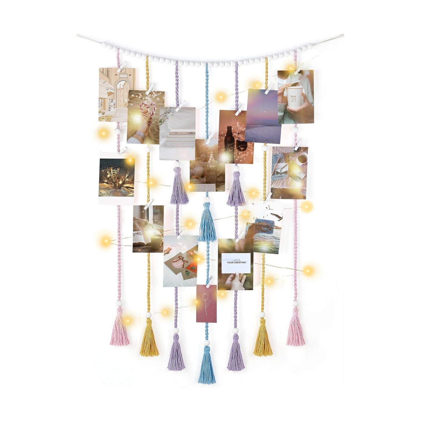 String Lights Boho Room Bedroom Wooden Beads Garland Picture / Medium / Multi Color