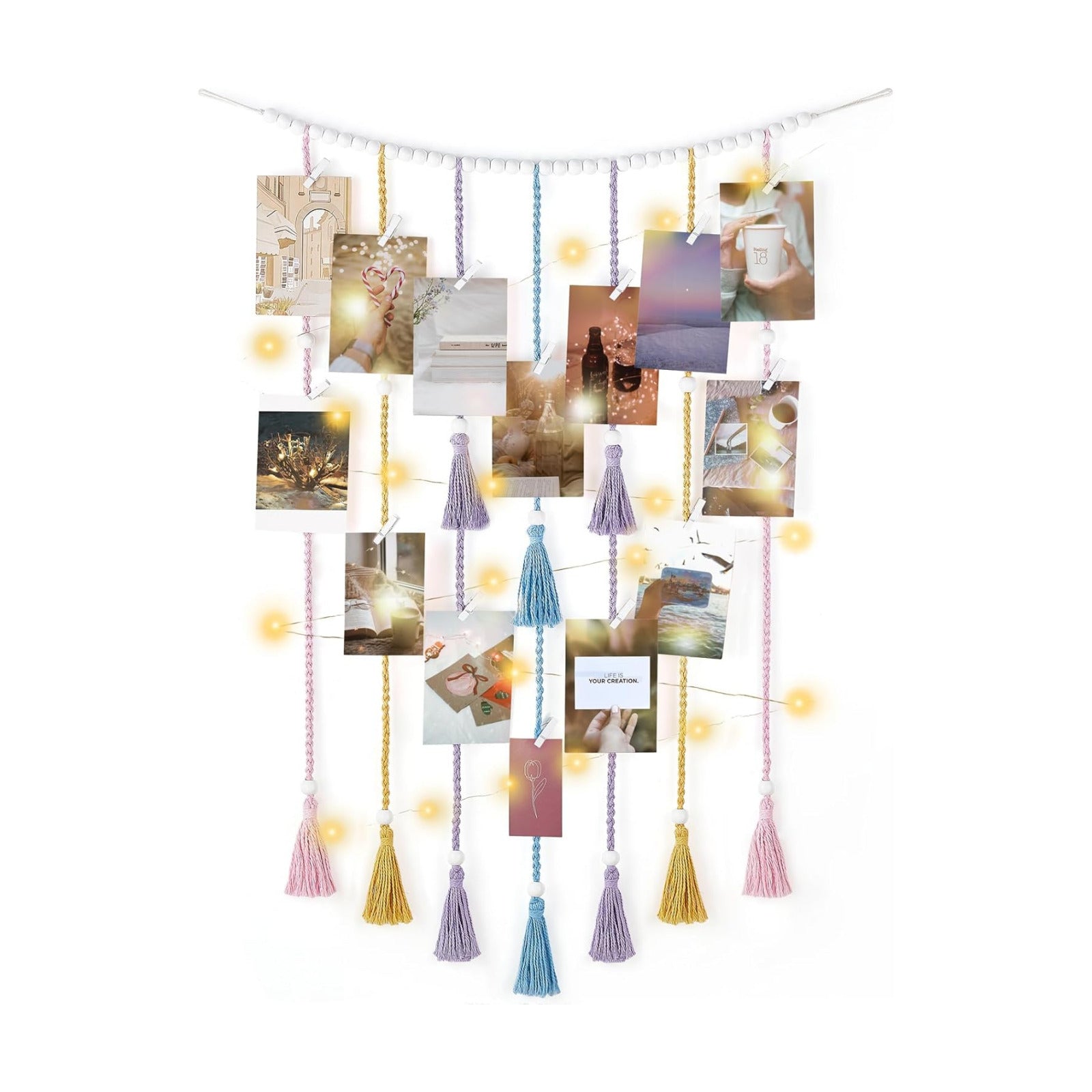 String Lights Boho Room Bedroom Wooden Beads Garland Picture / Medium / Multi Color