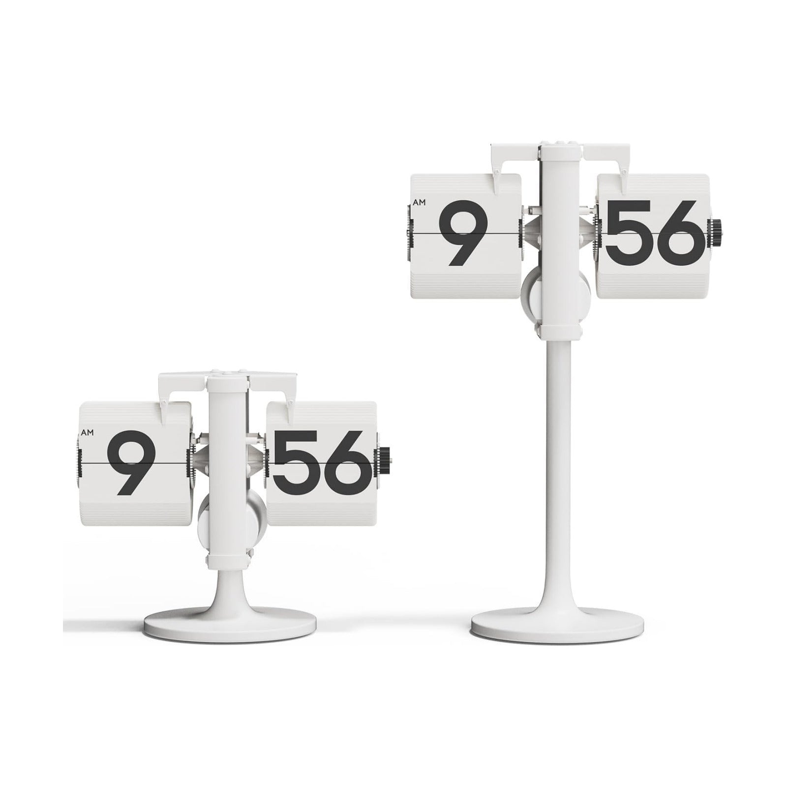 mooas Standing Height Adjustable Flip Desk Clock (White), Retro Vintage Analog Design Flip Clock Standing Clock Battery