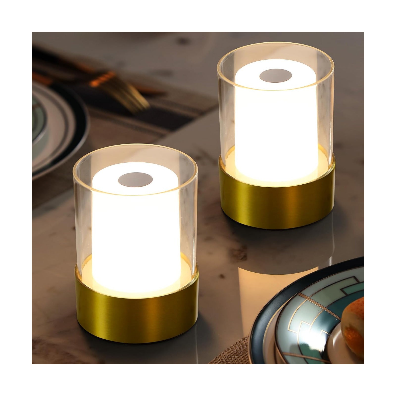 4" Bronze Cordless Table Lamp Set of 2, Outdoor Rechargeable Lamp | LED, Battery Operated, Portable, Touch Night Light
