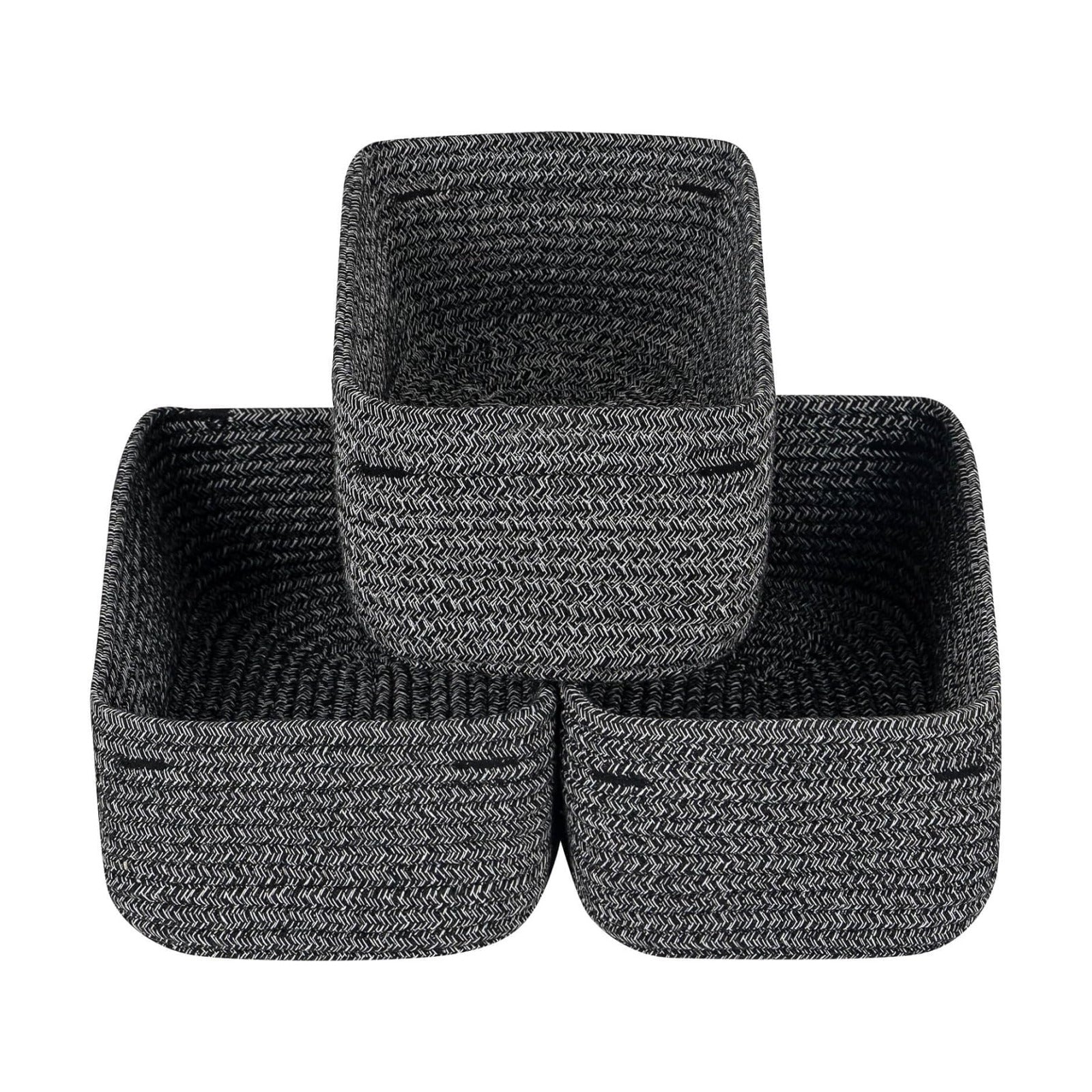 Small Woven Storage Baskets / Mixed Black / Small Basket / Set of 3