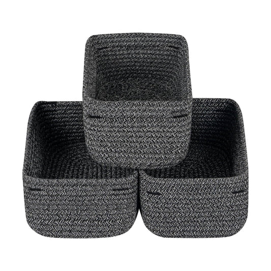 Small Woven Storage Baskets / Mixed Black / Small Basket / Set of 3
