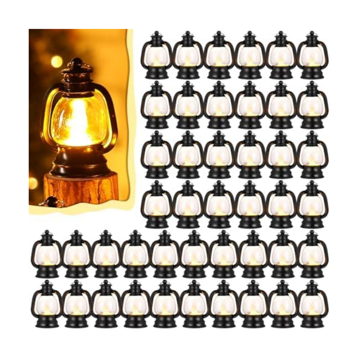 Ferraycle 120 Pcs Mini Lanterns Bulk 4 Inch Black Lamp Table Centerpieces