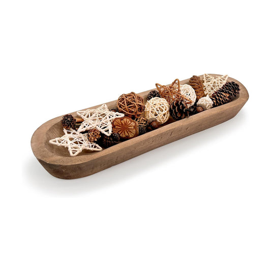 Rustic Long Wood Bowl / 17 x 5 x 2 / Inch Brown