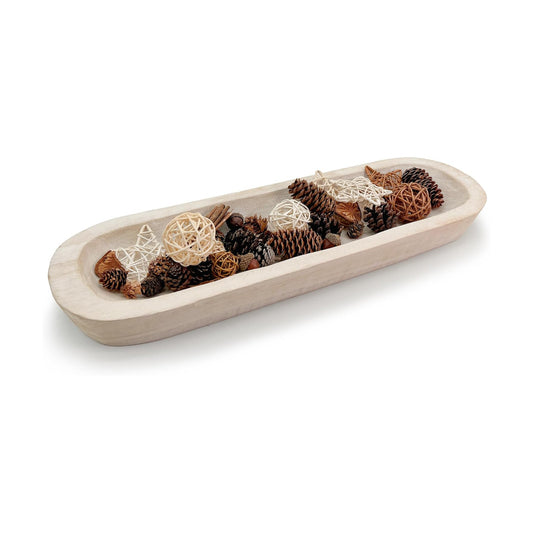 Rustic Long Wood Bowl / 17 x 5 x 2 / Inch White
