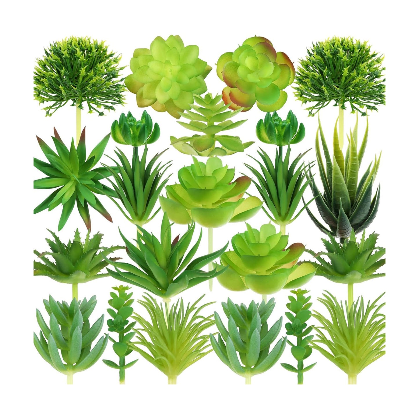 Artificial Succulents Realistic Mini Succulent Plants / Green / Set of 22