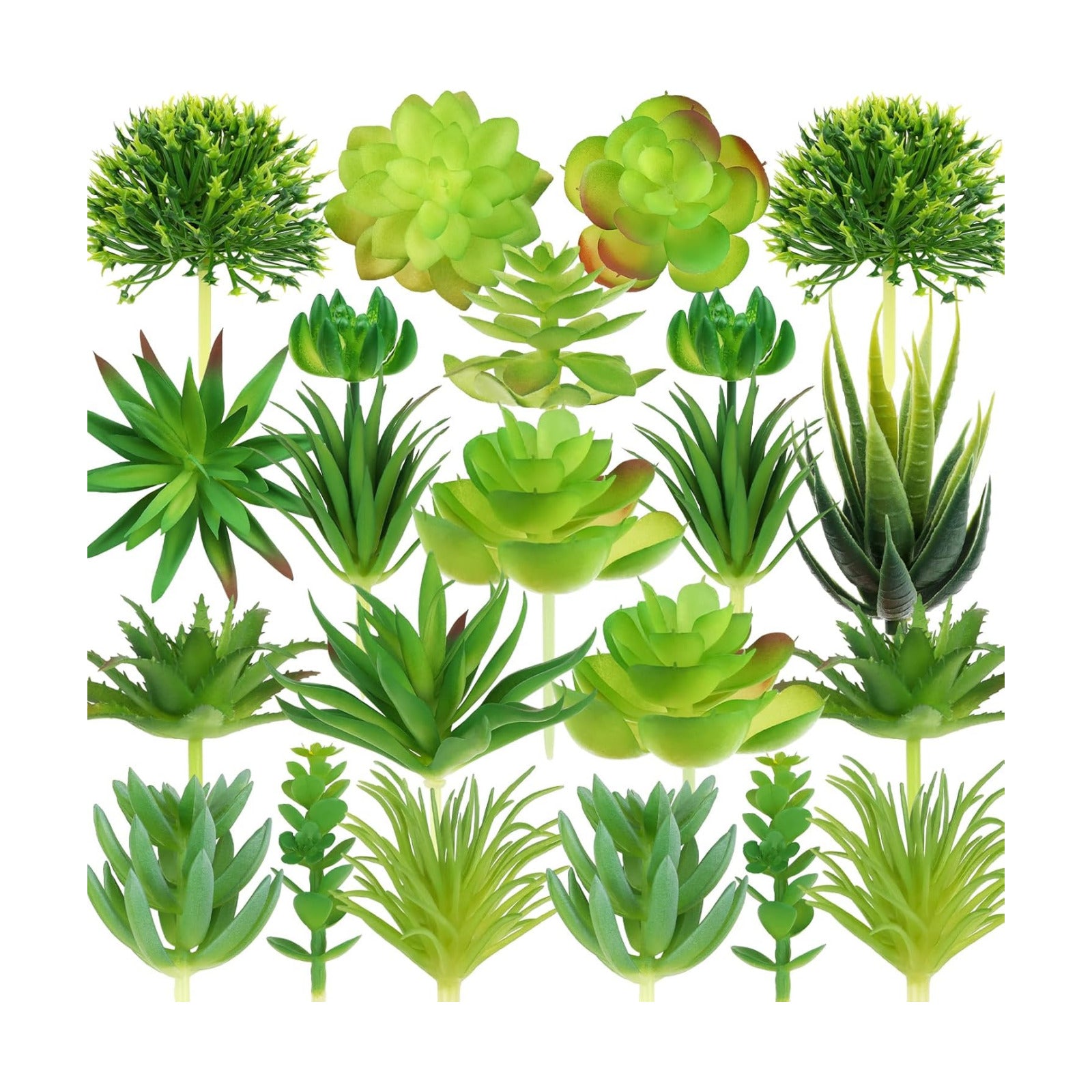 Artificial Succulents Realistic Mini Succulent Plants / Green / Set of 22