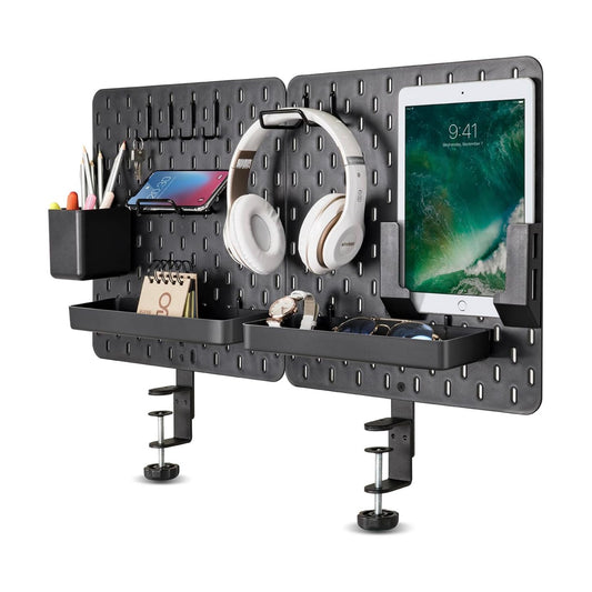 EHO Clamp-On Desk Pegboard, 2Pack (Combined Size 27 x 14 inch) Privacy Divider, Desk Partition Panel, No-Drill Desk