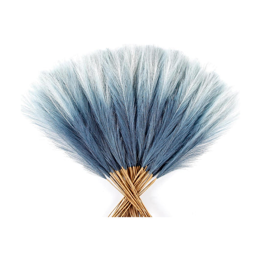 21.7" Pompas Grass Flower Arrangement and Vase Filler / 21.7'' Tall Navy Blue Gradient / Set of 60
