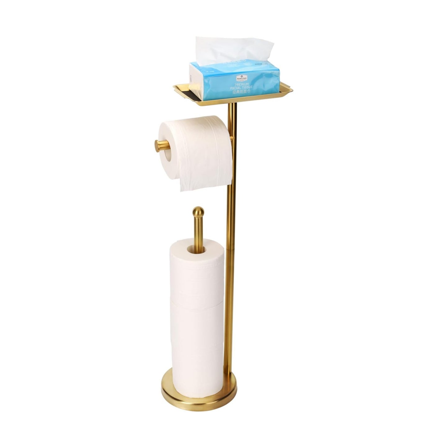Exilon Toilet Paper Holder Stand for Bathroom Floor Freestanding Toilet Roll Dispenser Storages 4 Reserve Rolls, with