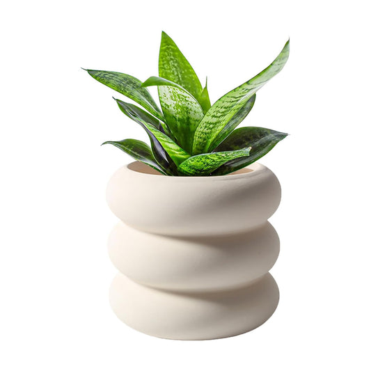 Ceramic Plant Pot Indoor / Beige-unglazed / 6.5inch