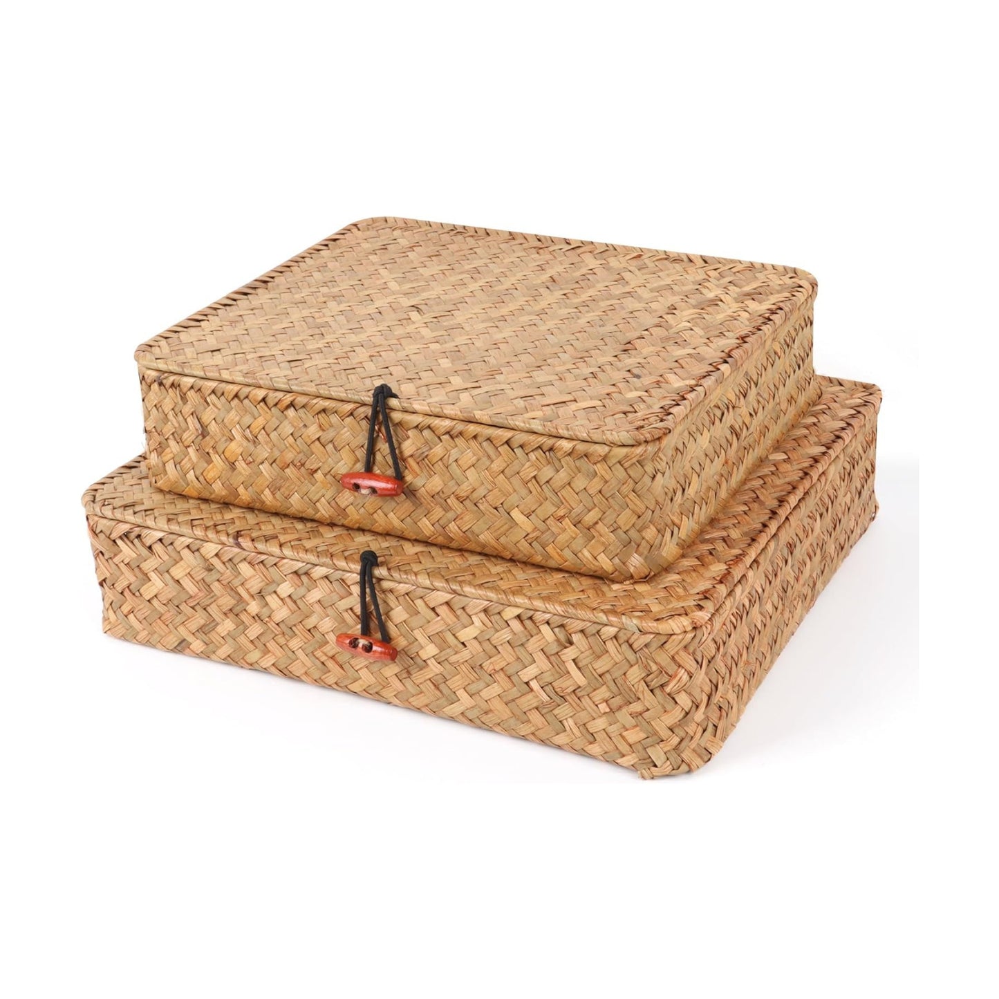 Flat Wicker Shelf Baskets / Natural / Set of 2