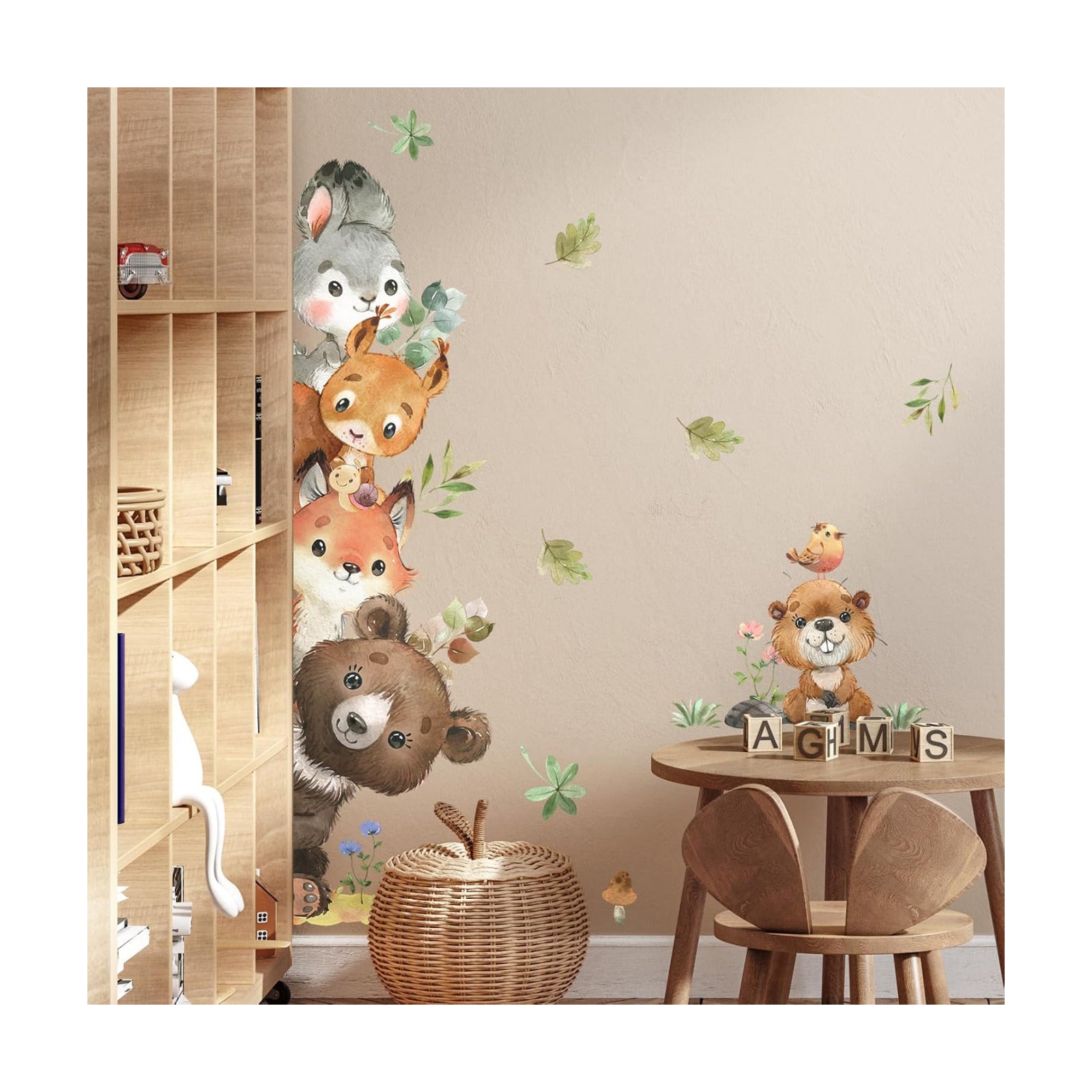 Jungle Animals Wall Stickers Cartoon Woodland Animal Wall Decals Bear Fox Forest / Animals A