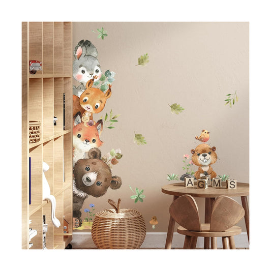 Jungle Animals Wall Stickers Cartoon Woodland Animal Wall Decals Bear Fox Forest / Animals A