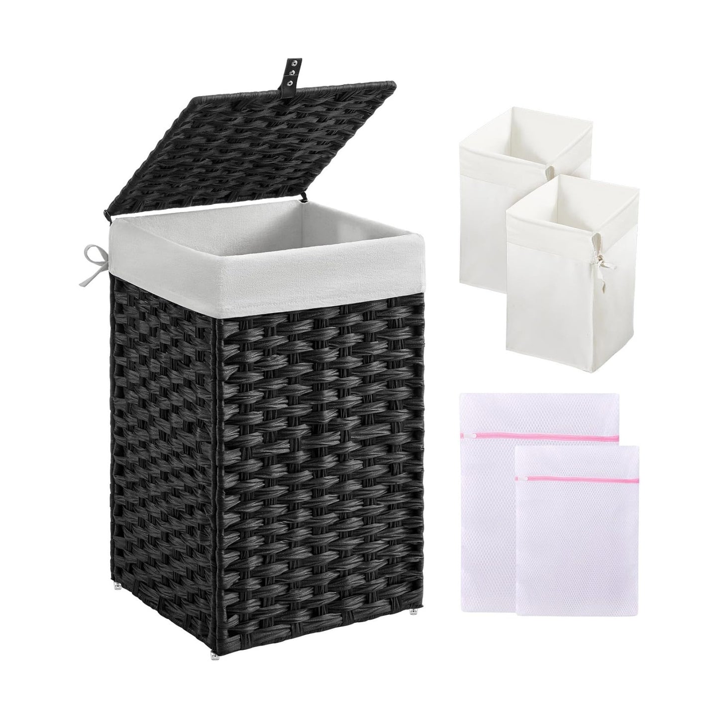 2 Removable Liner Bags & 2 Mesh Bags / Black / 13.4 x 13.4 x 21.7 / 60L
