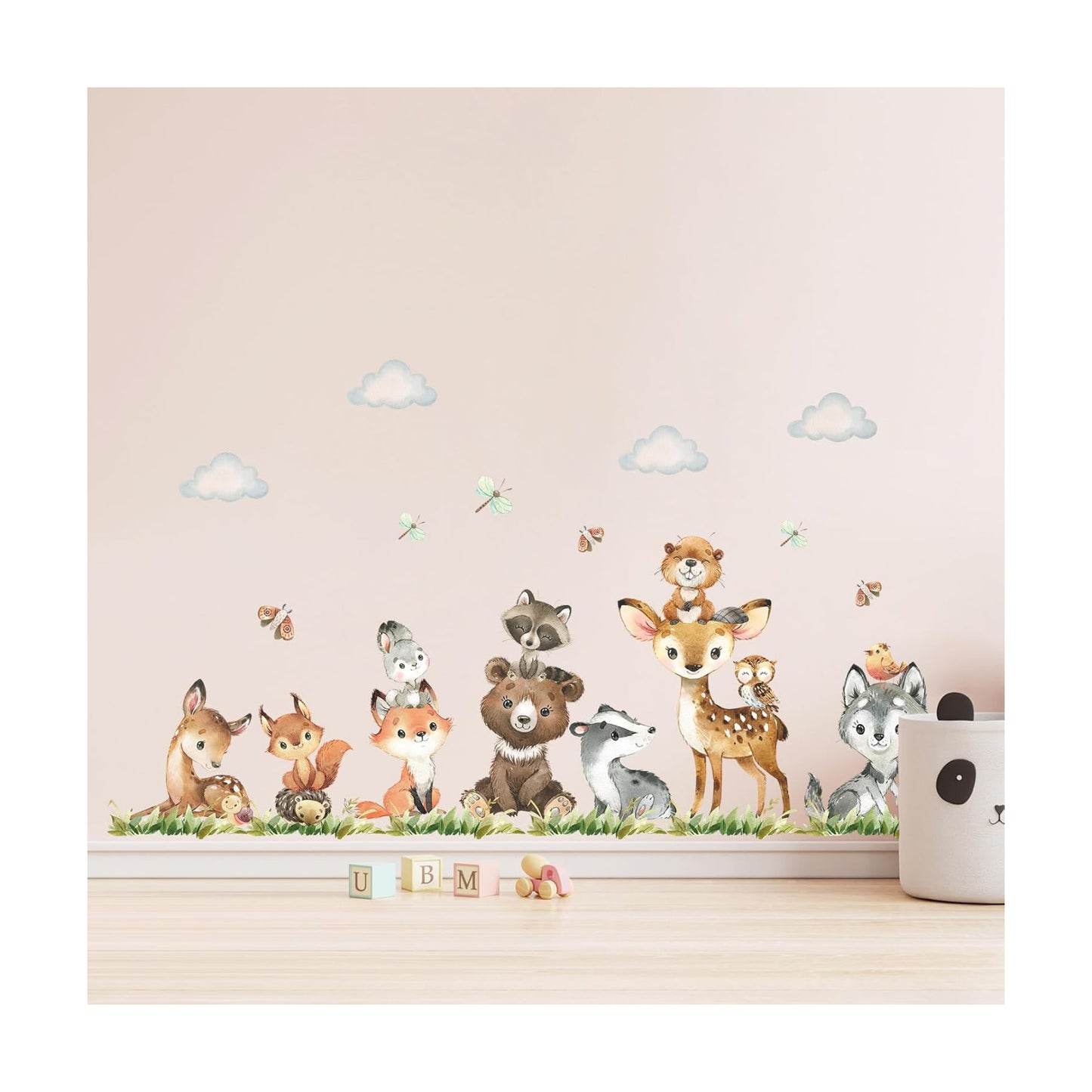 Jungle Animals Wall Stickers Forest Animal Wall Decals Fox Bear Giraffe Self-Adhesive / Animals B